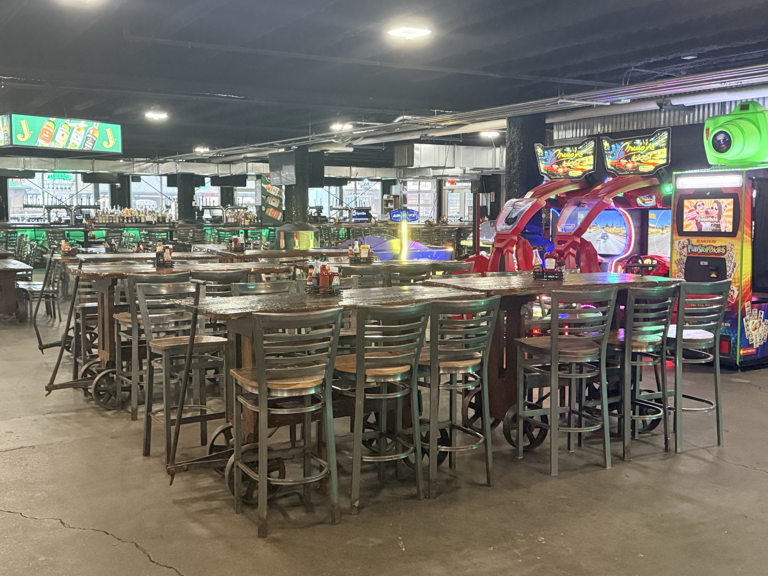 Seating across the Jamezone with the arcade and bar behind