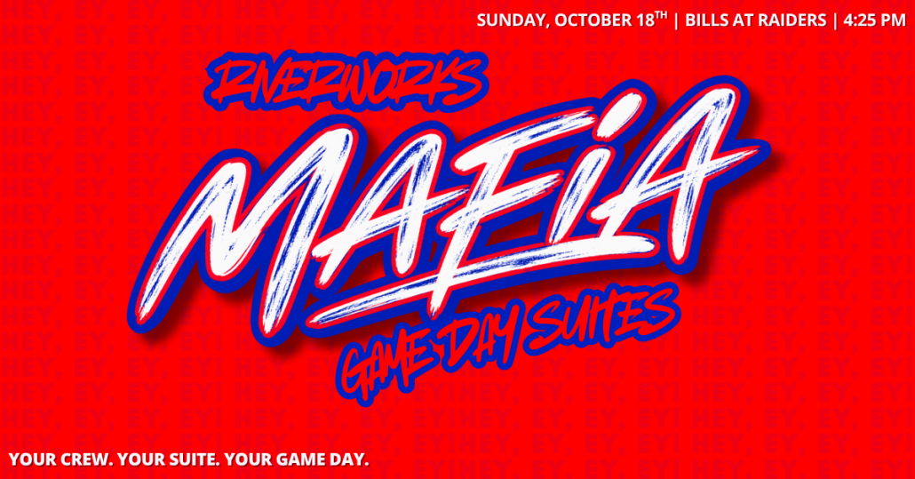RiverWorks Mafia Game Day Suites at Buffalo RiverWorks, Bills at Raiders, Sunday, October 18, 2026, kickoff 4:25 PM