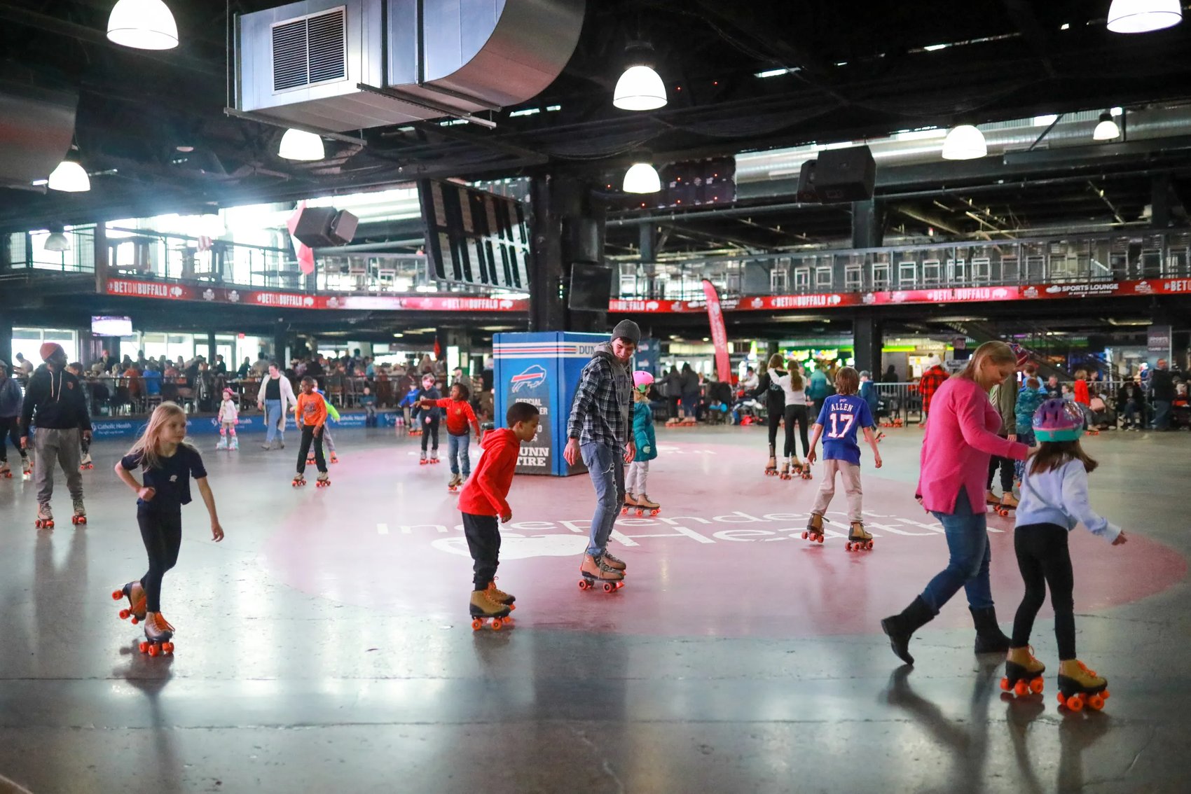 Skaters on the roller rink at RiverWorks