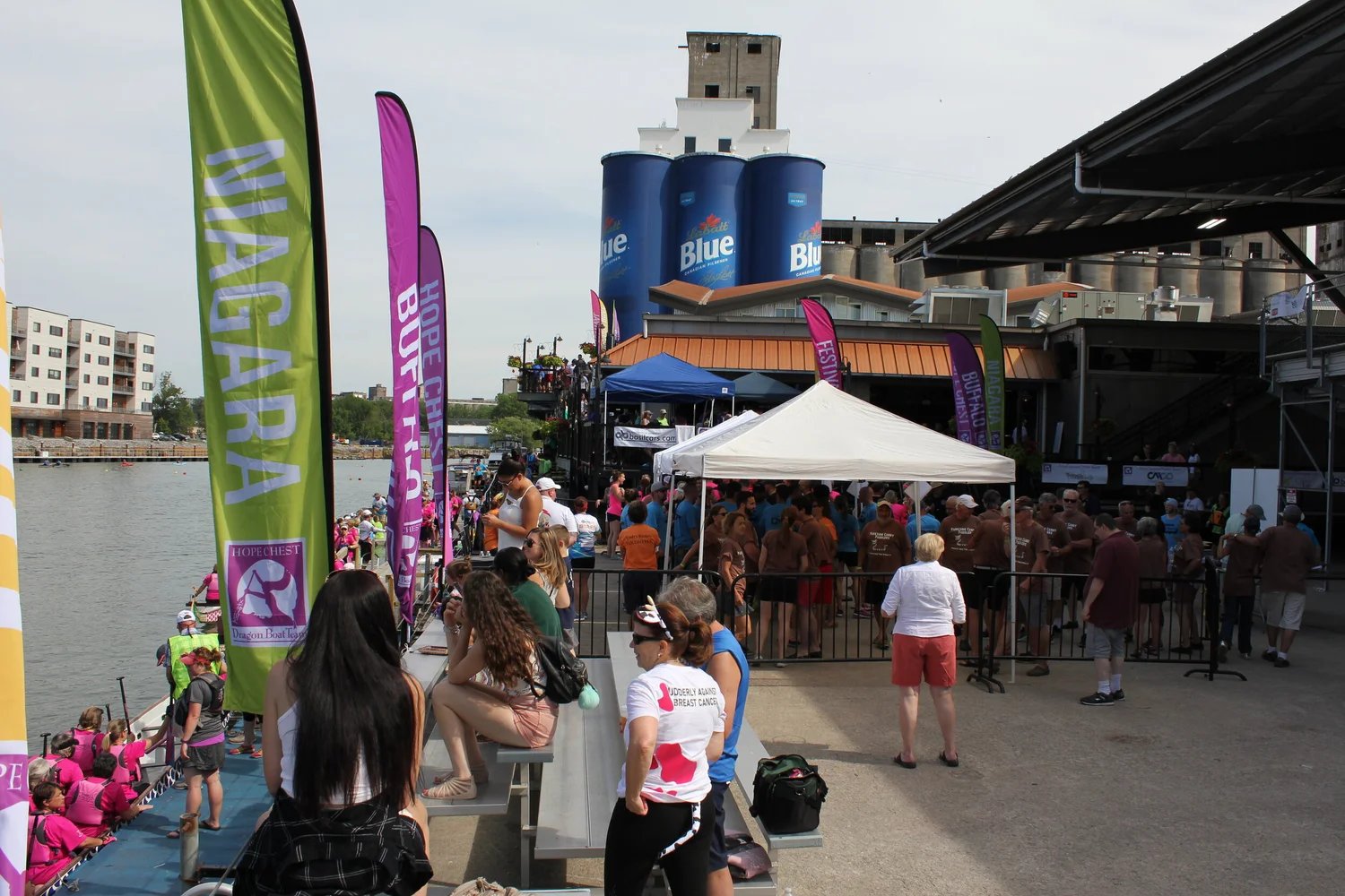 An outdoor festival on the RiverWorks waterfront