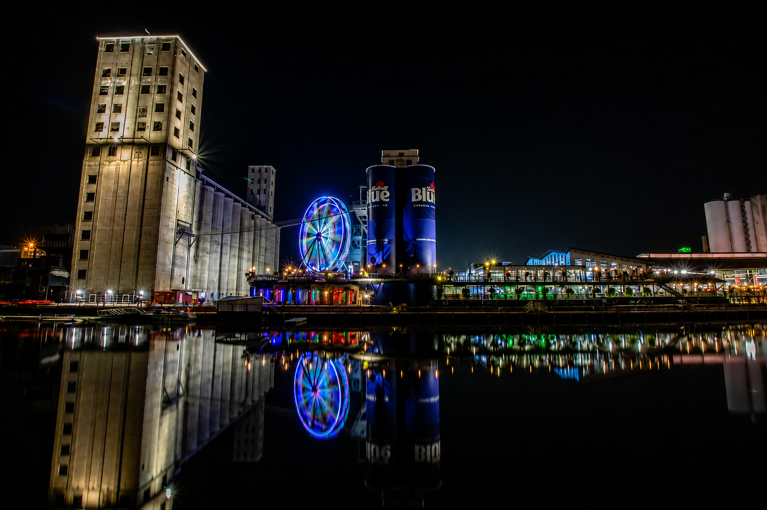Buffalo RiverWorks waterfront complex with the historic GLF silos